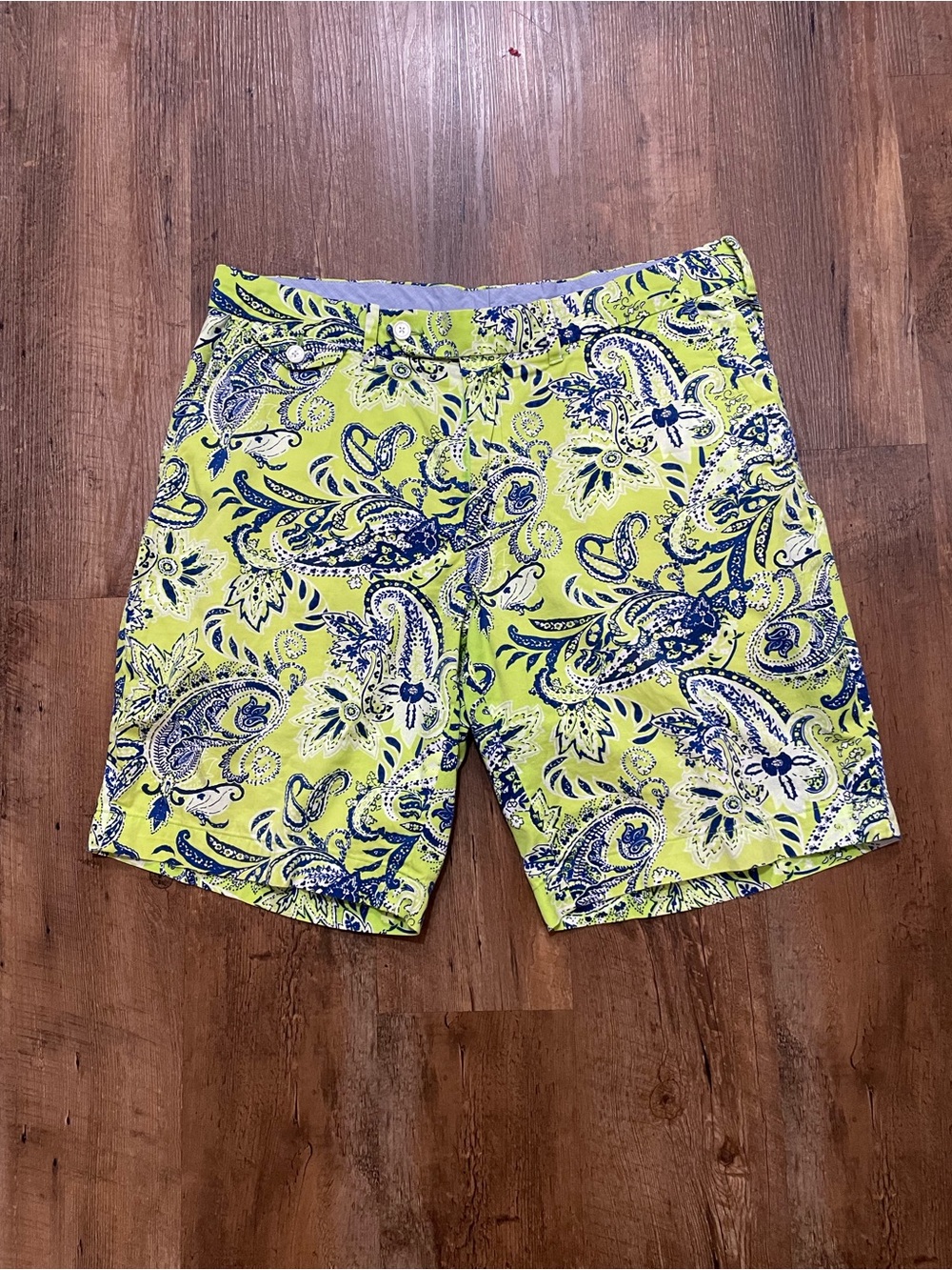 Polo Golf Ralph Lauren Shorts Men’s 34 Paisley Green Cotton Flat Front